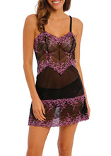 Charger l'image dans la galerie, Nuisette Sans Eponge Transparente WACOAL Noir ornement rose