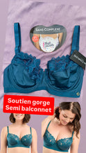 Charger l&#39;image dans la galerie, Soutien Gorge Semi Balconnet SANS COMPLEXE Bleu Vert
