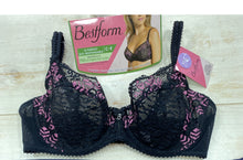 Charger l&#39;image dans la galerie, Soutien-gorge Dentelle Emboitant BESTFORM Noir motifs rose
