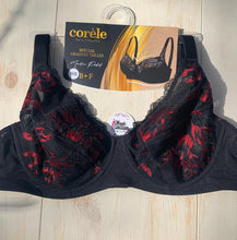 Charger l&#39;image dans la galerie, Soutien Gorge Emboitant CORELE Dentelle Noir Motif Rouge
