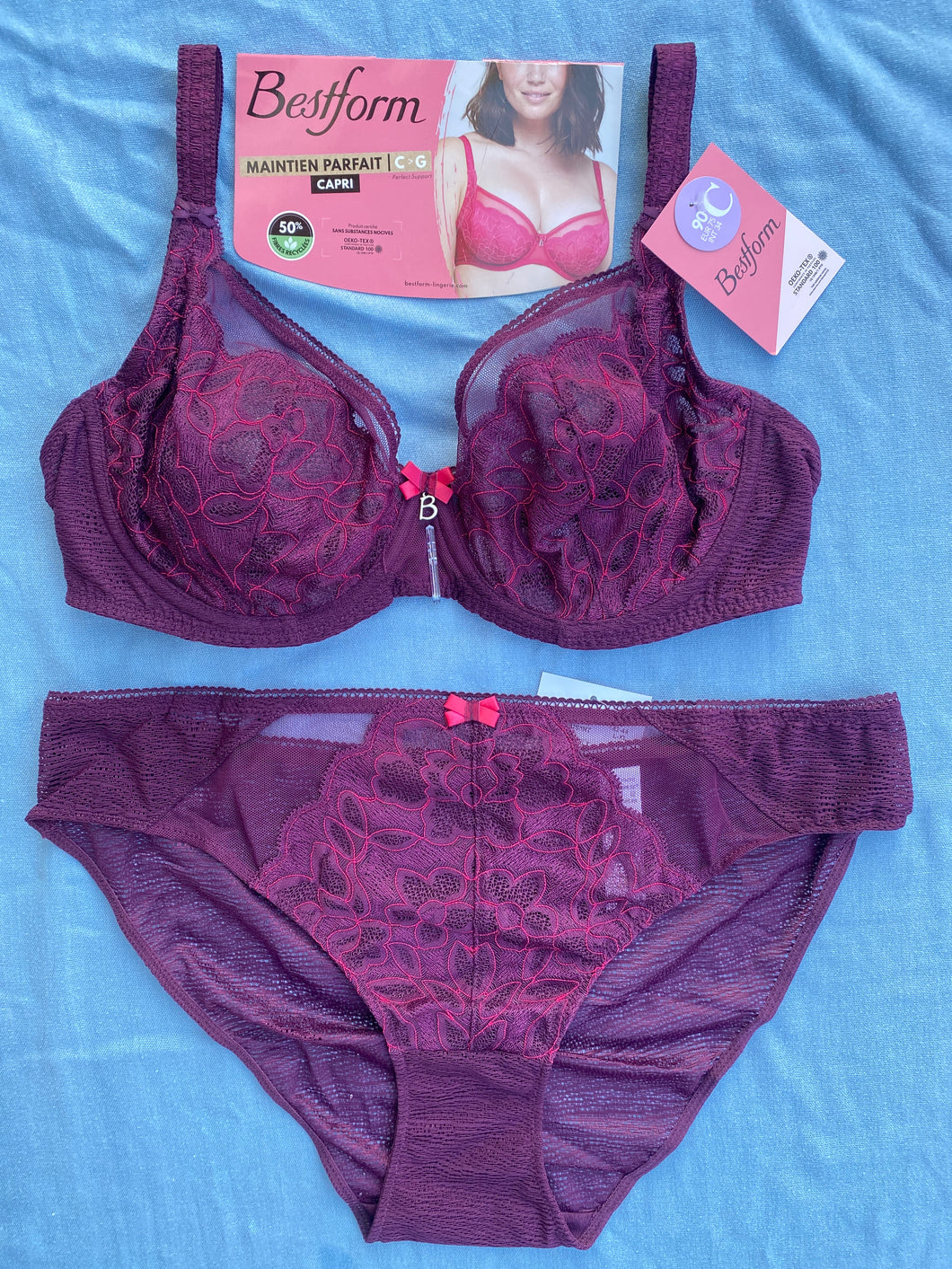 Ensemble Emboitant sans Eponge Mix Tulle et dentelle Violet