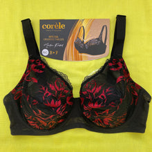 Charger l&#39;image dans la galerie, Soutien Gorge Emboitant CORELE Dentelle Noir Motif Rouge
