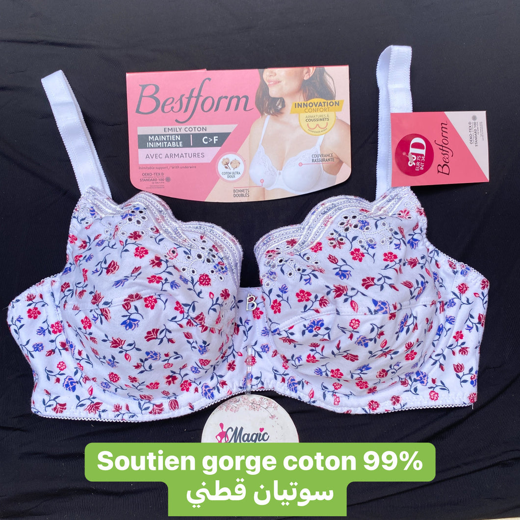 Soutien Gorge Emboitant BESTFORM COTON a fleurs