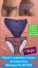 Charger l&#39;image dans la galerie, Pack de 2 Culottes Coton échancrées PLAYTEX (Imprimé printanier et marine)
