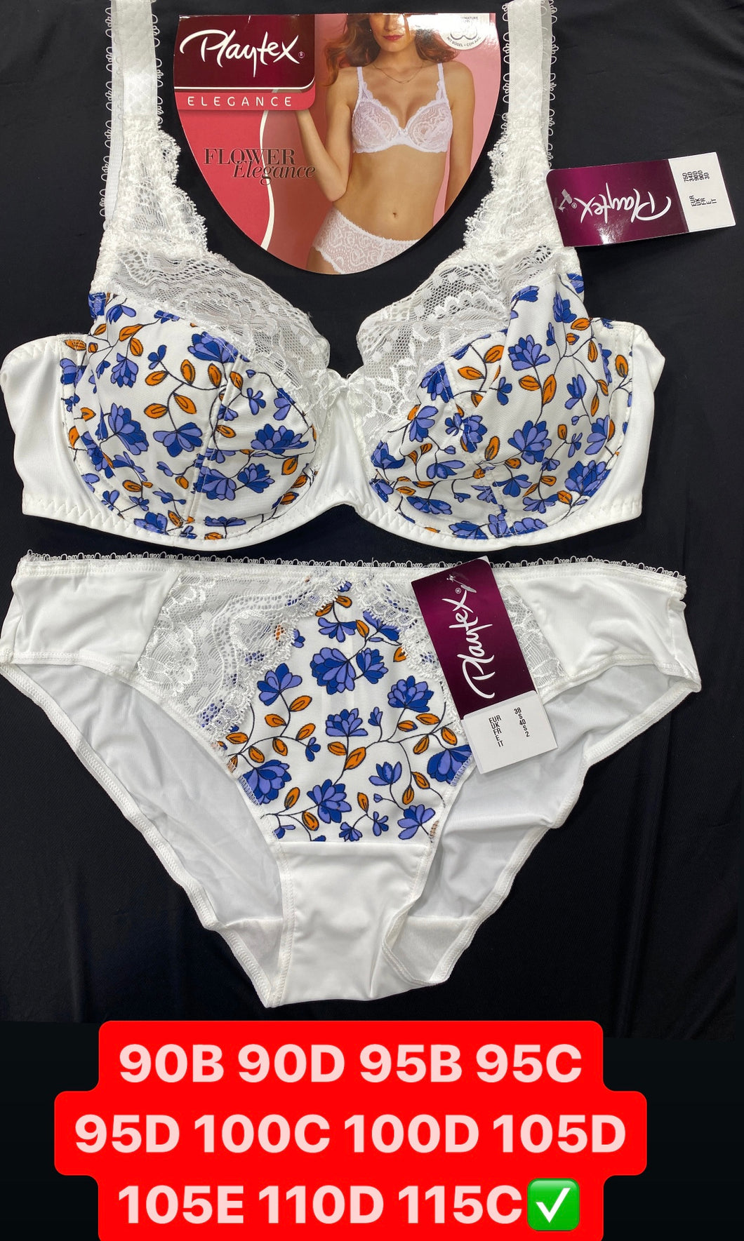 Ensemble Emboitant PLAYTEX Blanc à Fleurs