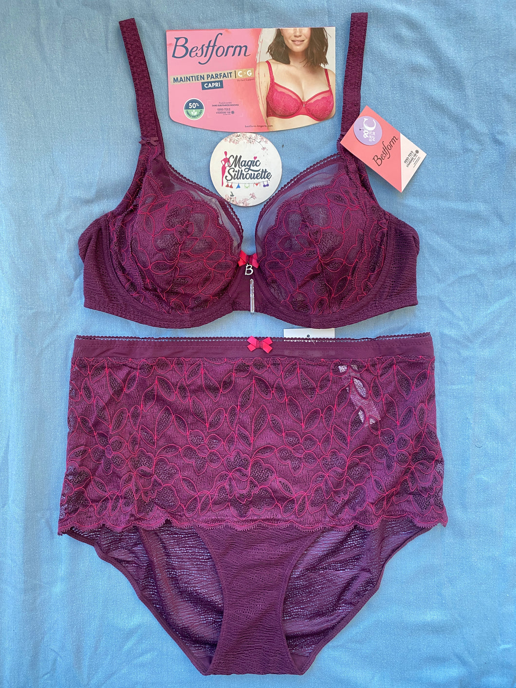 Ensemble Emboitant sans Eponge Mix Tulle et dentelle Violet