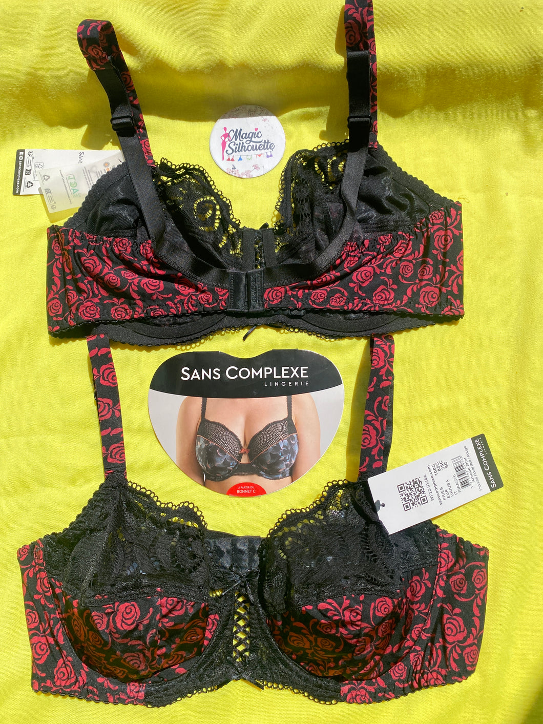 Soutien gorge emboîtant SANS COMPLEXE Noir a fleurs