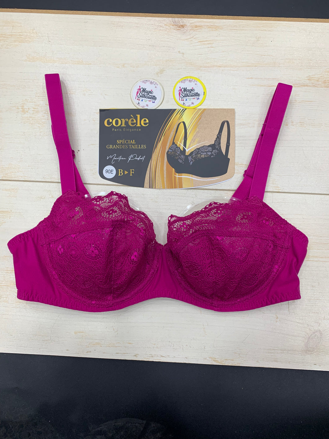 Soutien Gorge Balconnet CORELE Dentelle Rose Fushia