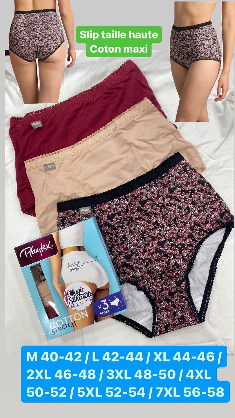 Pack de 3 Culottes Coton Taille Haute PLAYTEX