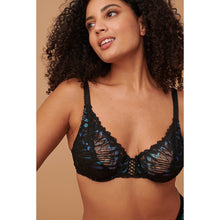 Charger l&#39;image dans la galerie, Soutien Gorge Dentelle SANS COMPLEXE Noir reflet Bleu
